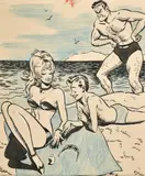 British, 'I see in the lines of your hand that you are about to meet a man by Arthur Ferrier, ink, sold Nov 2021