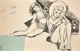 British, 'I told him not to lay a hand on me, he then makes love to me with his gloves on by Arthur Ferrier, ink and bodycolour, sold Nov 2021