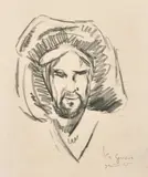 Belgian, A set of 5 sketches of Eastern figures and scenes, mostly signed in pencil, each 8" x 6 by Ben Genaux, pencil, offered Nov 2021