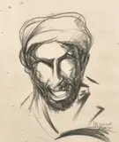 Belgian, A set of 5 sketches of Eastern figures and scenes, mostly signed in pencil, each 8" x 6 by Ben Genaux, pencil, offered Nov 2021
