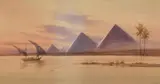 Sunset on the Nile' an Egyptian view by Douglas Houzen Pinder, watercolour, offered Nov 2021