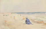 Children playing on a Jersey beach by Theodore Zimmerman, watercolour, sold Nov 2021