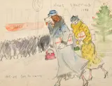 Xmas Shopping 1933, We-ze Got to Hurry by Edward Cucuel, pencil and watercolour, sold Nov 2021