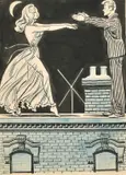Sorry to be late, Archie darling, I had a bout of insomnia by Arthur Ferrier, ink and blue, sold Nov 2021