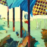 French, A view of figures through trees by Christian Halna de Fretay, oil on canvas, sold Oct 2021