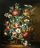 Continental, A still life of mixed flowers in a vase by S. Maffe, oil on canvas, sold Oct 2021