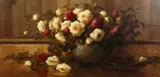 Dutch, A still life study of roses in a bowl by Kees Terlouw, oil on board, sold Oct 2021