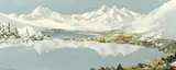 Welsh, Mountain Lake scene in Winter with snow-capped mountains beyond by Charles Wyatt Warren, oil on board, sold Oct 2021