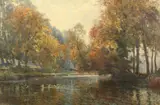 Autumn - The River Avon by Frederick Whitehead, oil on canvas, sold Oct 2021