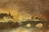 Netherfield Workers Going Home 1950 by Ian Dunn, watercolour, sold Oct 2021