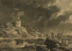 La Chute Dangereuse by Nicolas de Launay, engraving, sold Oct 2021