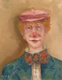 Italian, A head and shoulders study of a clown by Elio Vitali, oil on canvas, sold Aug 2021