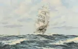 British, The iron clipper Timaru and her sister ship Oumaru in open waters bound for New Zealand by Robin Brooks, oil on canvas, offered Aug 2021