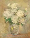 British, A still life of cyclamen in a glass vase by Janette Dunnet, oil on board, sold Aug 2021
