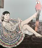 Armida and her parrot by Colin McMaster, acrylic on canvas, offered Aug 2021