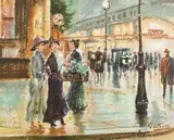 Italian, A scene of female figures conversing on a busy street corner by Giuseppe De Sanctis, oil on panel, offered Aug 2021