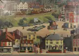 British, A town landscape by Brenda Johnston, oil on canvas, sold Aug 2021