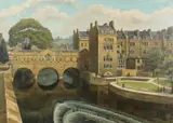 British, Pulteney Bridge, Bath by Brenda Johnston, oil on canvas, sold Aug 2021