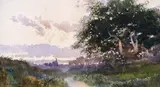 On the field of Mars, Hunter’s Hill, Sydney, 1898 Signed Watercolour 15.5 x 28cm; 6 x 11in ++Possibly a little fading in the sky, paper a little discoloured by William Piguenit, Watercolour, sold Mar 2015