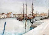 Trading ships at anchor, Venice Signed Watercolour 26 x 36cm; 10¼ x 14in ++Possibly a little fading, good condition by Albert Ludovici, Watercolour, offered Mar 2015