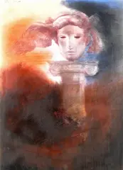 I had resource to the sovereign specific by Adrian George, Watercolour with coloured chalk and scratching out, offered Mar 2015