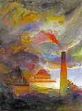 Columns of smoke as black as soot by Adrian George, Watercolour, offered Mar 2015
