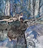 A woodland scene with wolves Signed Pen by Daisy Matthews, Pen, ink and watercolour, offered Mar 2015