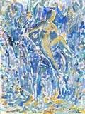 Nude in a landscape, probably the artist’s wife Francois Signed and dated 1962 Watercolour 64 x 48cm; 25 x 19in ++Glass broken, painting good condition by Max Raedecker, 1962, Watercolour, offered Mar 2015