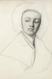 Portrait of a lady  Chalk on buff paper 23 by Charles Sillem Lidderdale, Chalk on buff paper, sold Mar 2015