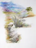 Still and bright as the day was closing by Adrian George, Watercolour with coloured chalks, offered Mar 2015