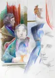 The travellers’ room at Stancliffe’s Hotel by Adrian George, drawing, offered Mar 2015