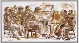 The Orchestra Signed Grisaille washes over pen and ink 17 x 32cm; 6¾ x 12½in ++Good condition by Charles J. Burdick, ink, offered Mar 2015