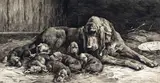 The Happy Mother Etching, published by Fine Art Society, 1894 36.5 x 67cm; 14½ x 26½in (plate size) ++Good condition by Herbert Dicksee, Etching, published by Fine Art Society, sold Mar 2015