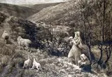 Primrose gatherers Signed Etching, published by Frost & Reed, 1909 45.5 x 63.5cm; 18 x 25in (image size) ++Some rippling, good condition by Herbert Dicksee, Etching, published by Frost & Reed, offered Mar 2015