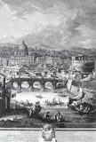View of the Vatican City, Rome with the Basilica of St Peter and the Castel S by Giuseppi Vasi, Engraving, offered Mar 2015