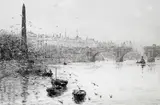 Cleopatra’s needle from the Thames Signed in by William Lionel Wyllie, Etching with drypoint, sold Mar 2015