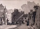 Durham City Signed Etching 24.5 x 33cm; 9½ x 13in ++Paper discoloured, a little insect damage lower margin, one or two small blemishes by Leonard Russell Squirrell, Etching, sold Mar 2015
