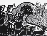Alas, said Sir Lancelot by Edward Bawden, Linocut, sold Mar 2015