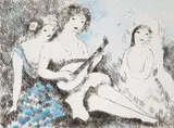 Joyeuse de Mandoline Signed and numbered 25/100 Etching with by Marie Laurencin, Etching with aquatint, sold Mar 2015