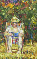 Green Park, 1985 oil on board, framed, and another 'Figures on a Park Bench' by Michael Warren signed MW lower left 45.5 x 28.5cm (image) 36 x 29cm by Michael Warren, oil on board, sold Feb 2015