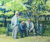 The Round Pond - Kensington Gardens by Michael Warren, oil on canvas, sold Feb 2015
