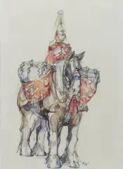 The Drum Horse, The Life Guards by Michael Warren, watercolour on paper, sold Feb 2015