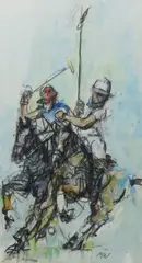 Polo Players by Michael Warren, watercolour on paper, sold Feb 2015