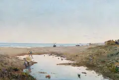 Figures on a shoreline by Spanish School, oil on canvas, offered Feb 2012
