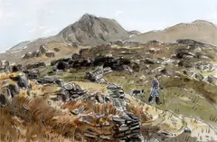 'Farmer and sheep dog, Snowdonia' by Kyffin Williams, sold Sep 2012