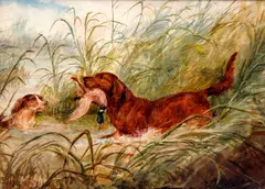 'Out of range', 'Lunch time' and 'In the Fen Country' by Arthur A. Davis, all signed 'Arthur A Davis', two signed and dated 07 (lower left) and one signed and dated 1910 (lower right); all inscr, offered Sep 2012
