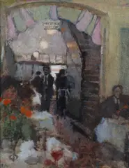 'Lunch at Bertorelli's' by Bernard Dunstan, sold Sep 2012