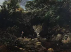 Huntsman with otter hounds by a river by Ows David Cox Snr., sold Jun 2012