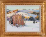 titled Island of Aspen by Jonathan Sobol, oil on board, sold Aug 2018