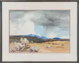 western landscape by Arthur Hall, watercolor, sold Aug 2018